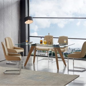 Modern Glass furniture home interior Dining table and chair for wholeale
