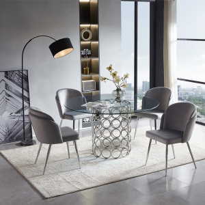 Stainless steel material Contemporary design dinner table furniture with chairs