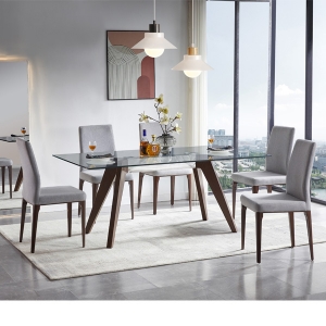 Modern SS and Glass Dining table and chairs furniture
