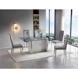 Retanguar Glass top table and chairs for Dinner furniture