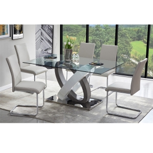 Retanguar Glass top table and chairs for Dinner furniture