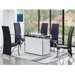 Retanguar Glass top table and chairs for Dinner furniture